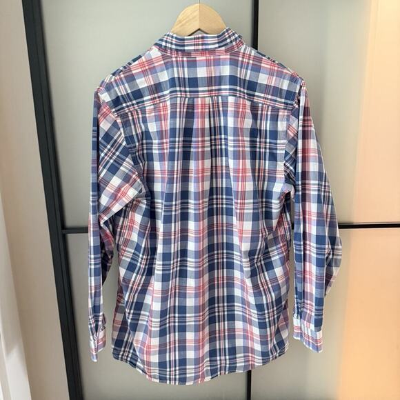 Vineyard Vines Plaid Shirt Boys Kids Size XL 20 Navy Blue Red Long Sleeve Whale - Picture 5 of 11
